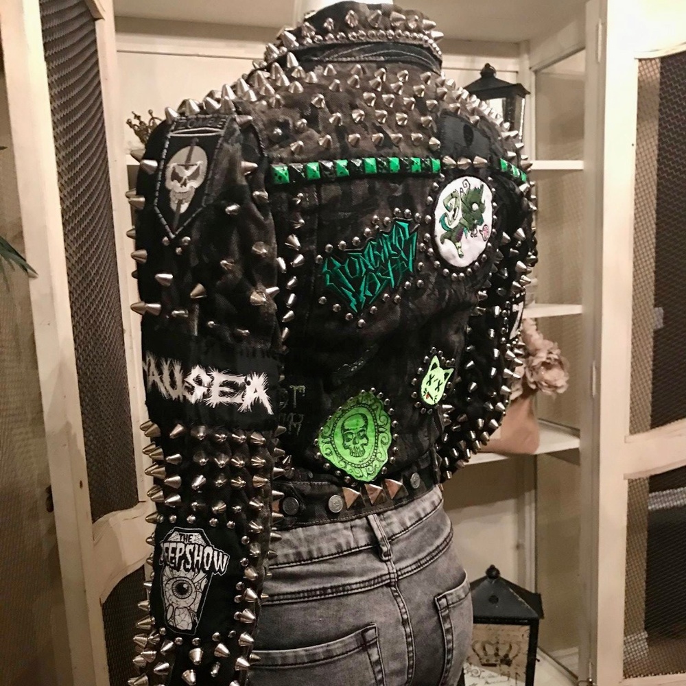 Designer Studded ZOMBIE Punk Denim Jacket
